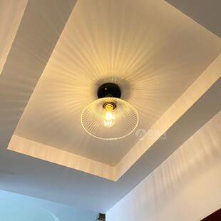 休闲现代斯堪 纳维亚美国乡村阁楼覆古水晶玻璃钟吸顶灯阳台过道