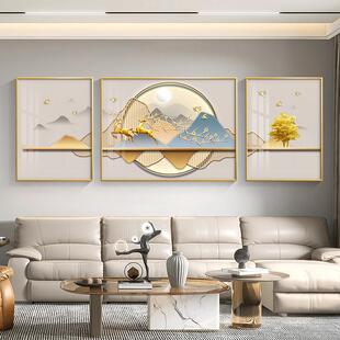 网红现代轻奢客装饰画书背壁画福鹿背有靠山沙发后厅景寓墙挂房画