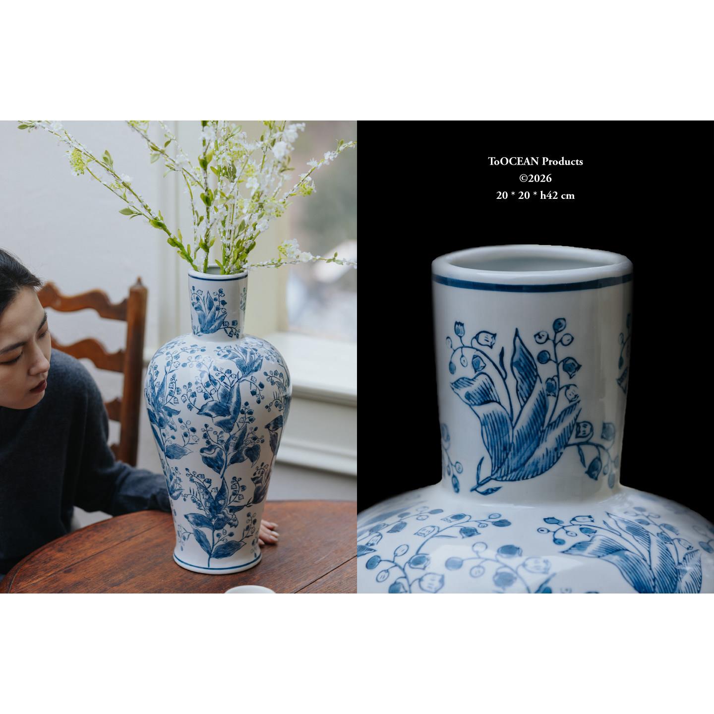 海美术馆·幽谷铃兰陶瓷花瓶景德镇中式青花瓷玄关高瓶法式中国风