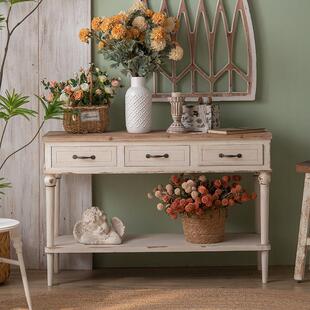 入户玄关桌客厅装饰柜覆古玄关桌靠墙置物架实木边柜走廊置物柜子