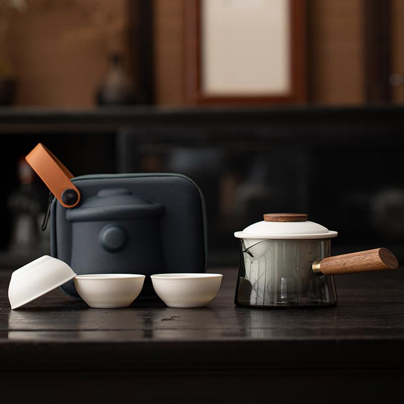 玻璃便携式旅行茶具快客杯一壶三杯茶具套装户外旅游泡茶随行茶壶