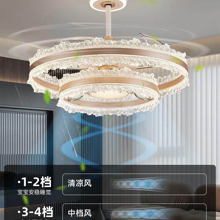 客厅风扇灯2026新款现代轻奢餐厅灯一体吊扇灯主卧灯隐形吊灯