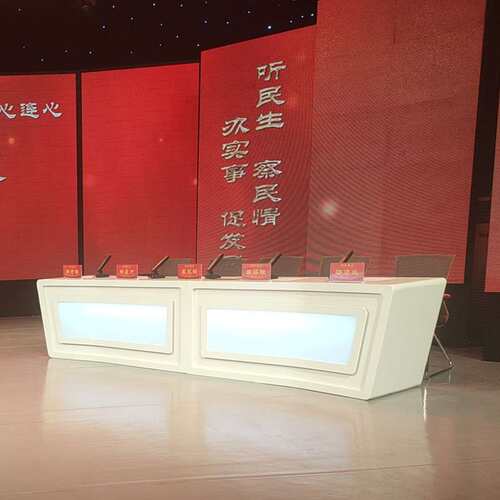 演播室主播台播音桌学校播音主持台公司新闻媒体直播访谈桌演播台