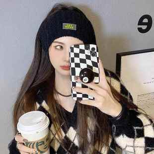 宽边毛绒护脑门发带外出防风保暖抹额头套防头疼产妇做月子帽冬天