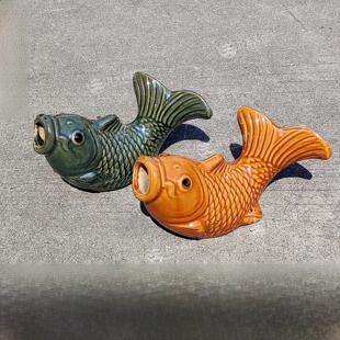 陶瓷金鱼排水口房顶出水鱼嘴琉璃瓦外墙喷泉鲤鱼屋顶喷水滴水挂件