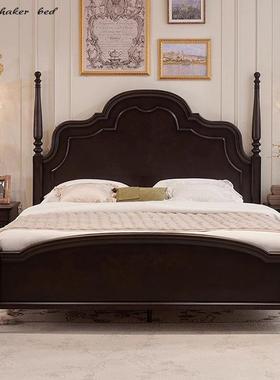 LDAD法式复古全实木黑色安娜双人床美式现代简约主卧室1.8米大床