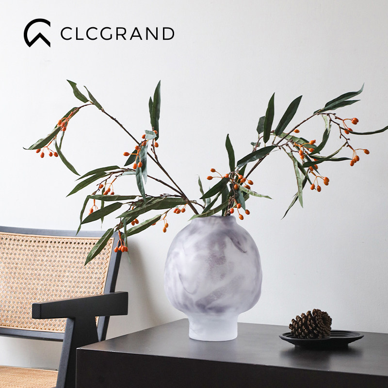 博西家居北欧竖纹渐变几何玻璃花瓶客厅茶几褶皱设计感干花器客厅,家居饰品,花瓶,淘宝优惠券,粉丝福利购,淘宝优惠卷