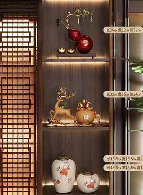 正品新中式金鹿发财摆件招福袋装元宝财聚宝房办公室书酒柜饰开业