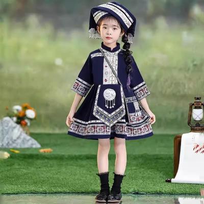 高档新款数民族景颇演出舞服装表演服饰儿童少蹈合唱男女童短裙套