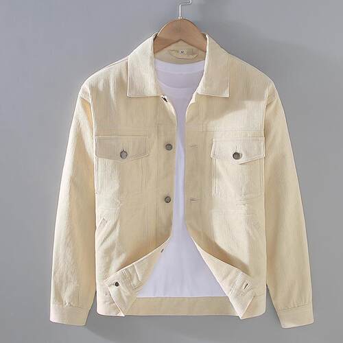 Men's corduroy jacket, youth multi pocket cotton short