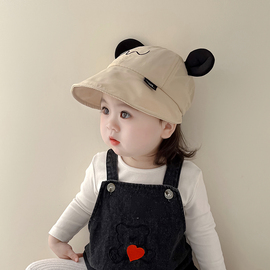 婴儿帽子遮阳帽小月龄，春秋可爱小熊，鸭舌帽夏天男女宝宝时尚棒球帽