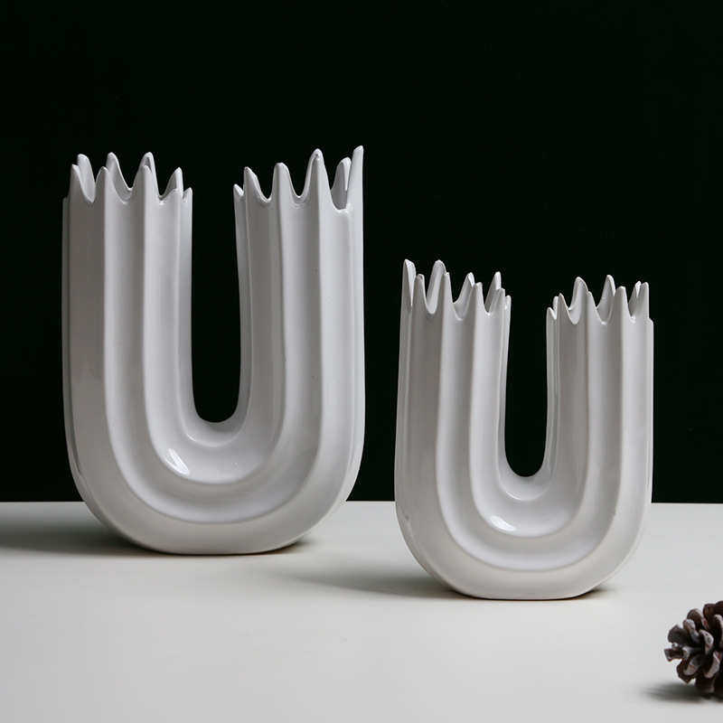 现代简约北欧白色花器轻奢陶瓷花瓶餐桌茶几插花样板间客厅摆件,家居饰品,花瓶,淘宝优惠券,粉丝福利购,淘宝优惠卷