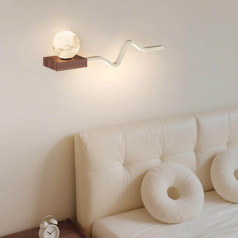 月球床头壁灯中古风极简现代卧室客厅电视背景墙新款长条装饰灯具