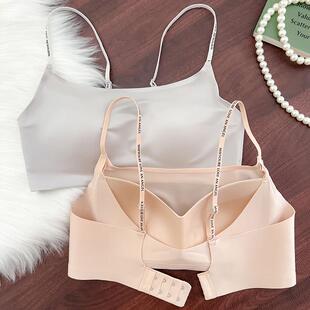 吊带美背内衣女可调节字母肩带无钢圈软支撑侧收副乳裹胸文胸上衣