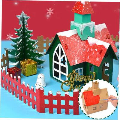 1set Christmas Paper House Multi Type DIY Painting Houses