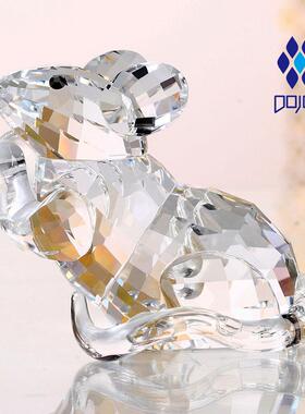 正品水晶老鼠摆物件十生二肖动物属相办公室生小装饰品吉祥日七夕