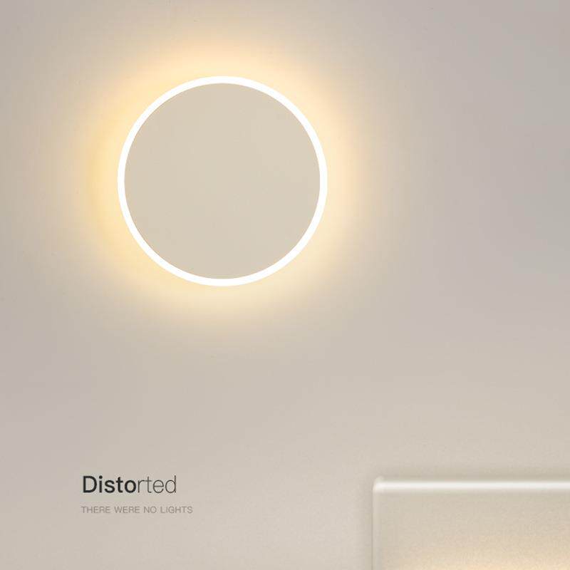 简约壁灯led床头灯现代北欧圆形温馨主卧室灯具创意客厅灯背景灯