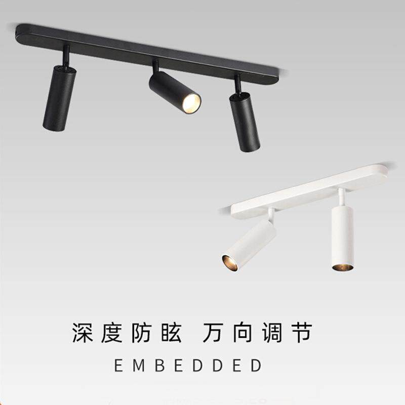 led明装射灯防眩可调角度双头吸顶筒灯免开孔服装店铺商用无主灯