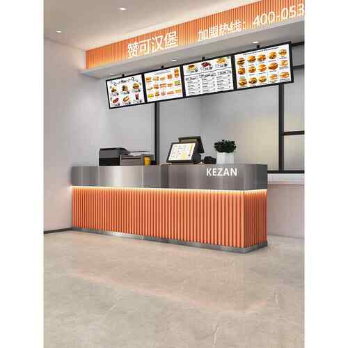 餐饮店吧台奶茶店咖啡馆收银台前台不锈钢台面接待台