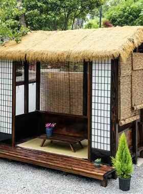 防腐木户外凉亭中式庭院仿古木屋别墅民宿日式茶室网红茅草屋亭子