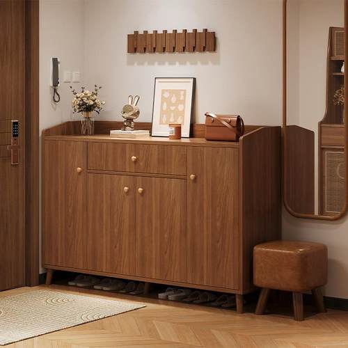 入户家用门口大容量玄关柜收纳储物柜一体鞋架新中式实木生态鞋柜