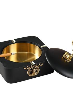 美式家AOZ用茶几烟缸酒店带创意个灰性潮盖流客厅防飞灰烟灰缸