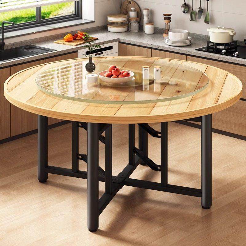 实木餐桌加厚大圆桌家用带转盘餐厅酒店小户型饭桌杉木圆形餐桌面,住宅家具,板木餐桌,淘宝优惠券,粉丝福利购,淘宝优惠卷