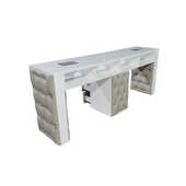 带吸尘器双人美容店美甲台实木烤漆凹槽吸尘器带抽屉简约白色桌柜