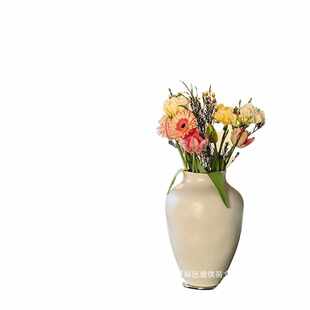 家法式客厅摆件水培花器花瓶日式插花白色复古形上陶瓷盛邦盛邦荣