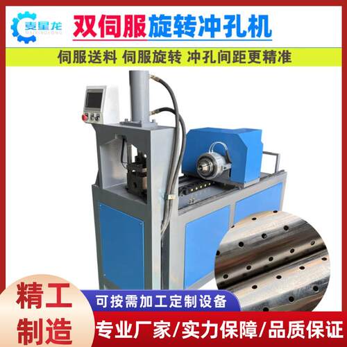 定制双伺服冲孔机圆管打孔开孔设备送料机冲压机数控全自动立式