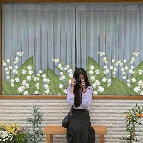 创意绿叶装饰窗玻璃门贴纸静电布局小清新网红入住窗口贴纸