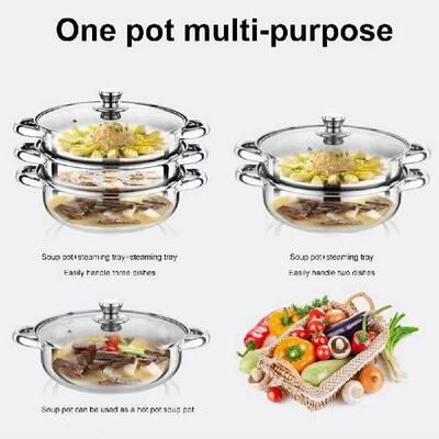 3 Tier Food Steamer Multipurpose Stainless Steel Steam Pot