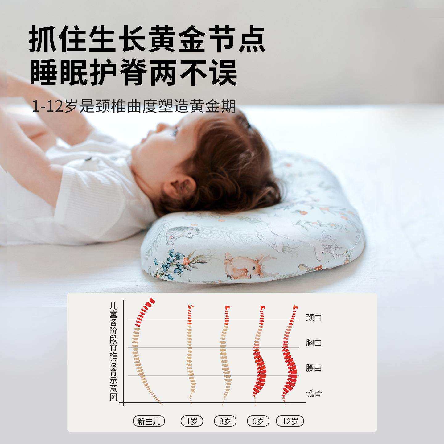 喜卡缇儿童枕头婴儿护颈枕夏6个月以上宝宝四季通用自主入睡神器