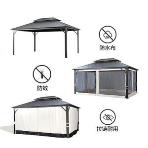 跨境供应庭院花园遮阳四角双顶凉亭家用款网纱双顶立柱涤纶帐篷
