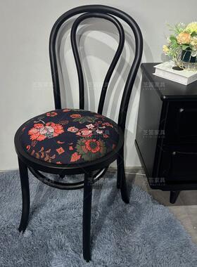 ZRCY2098中古风实木餐椅家用设计师款靠背书桌椅现代黑色椅法式复
