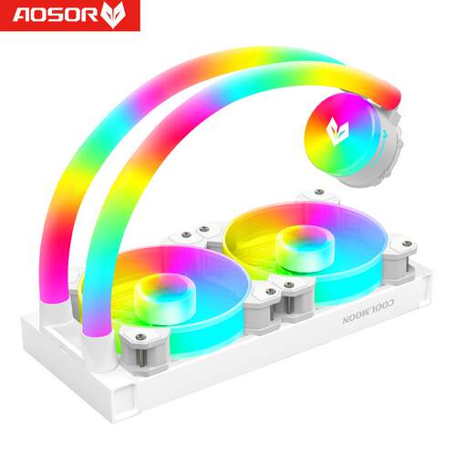 傲世240水冷散热器白色温控ARGB神光同步发光一体式电脑CPU散热器