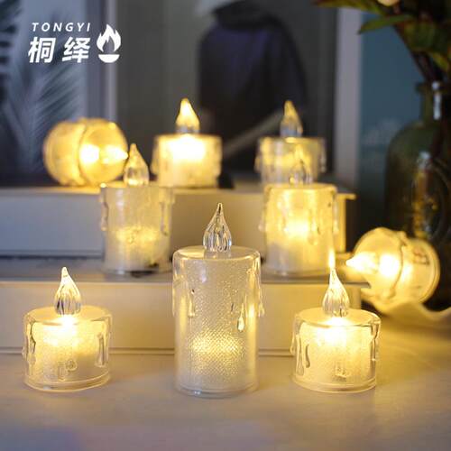 水晶灯led跨境电子蜡烛透明蜡片