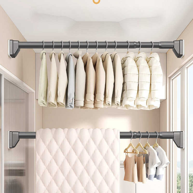 免打孔伸缩晾衣杆家用一根杆阳台晒被子不锈钢凉衣捍飘窗撑杆,家装主材,晾杆,淘宝优惠券,粉丝福利购,淘宝优惠卷