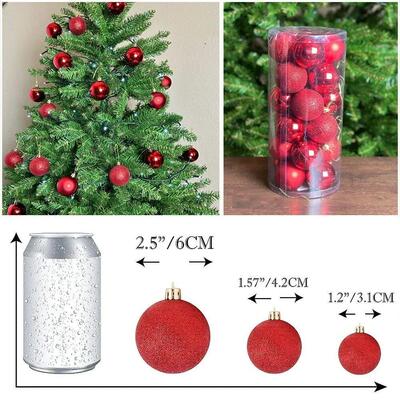 24Pcs Christmas Balls Ornaments for Xmas Tree Mini Shatterpr