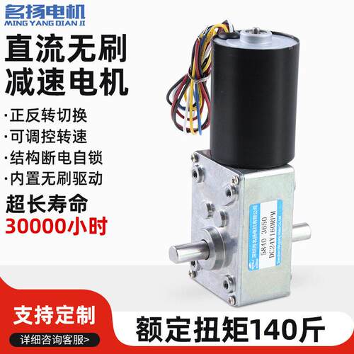 5840-3650蜗轮蜗杆5线双轴直流无刷速电机12v24v微型可调速马达