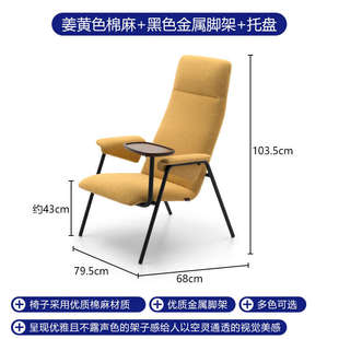 北欧高背休闲椅子现代简约棉麻单人椅设计师阳台客厅懒人沙发椅子