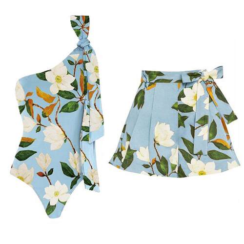 Cross shoulder strap one-piece swimsuit women's suit