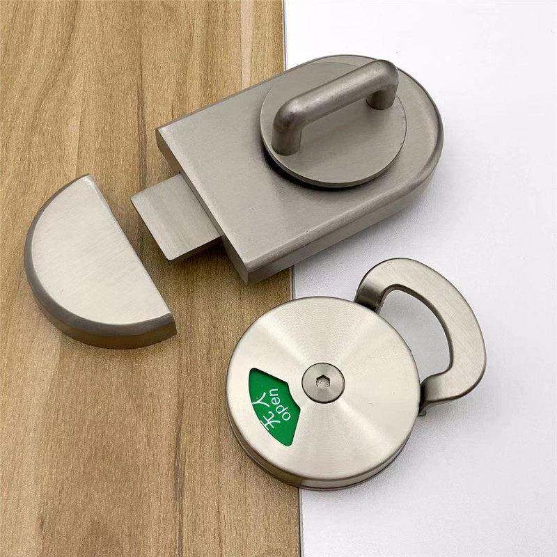 公共厕所插销锁化妆室隔板304不锈钢指示锁隔板五金有人无人门锁