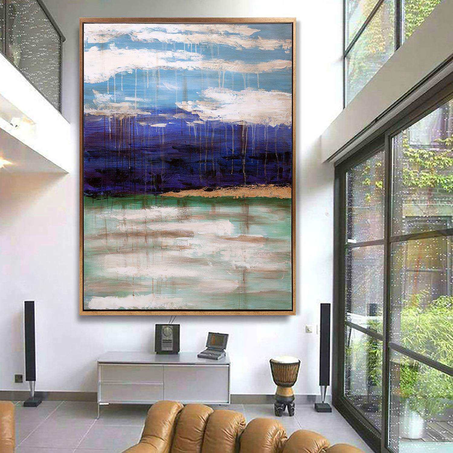 定 制画心艺术 手绘油画北欧现代轻奢客厅背景装饰画抽象风景挂画