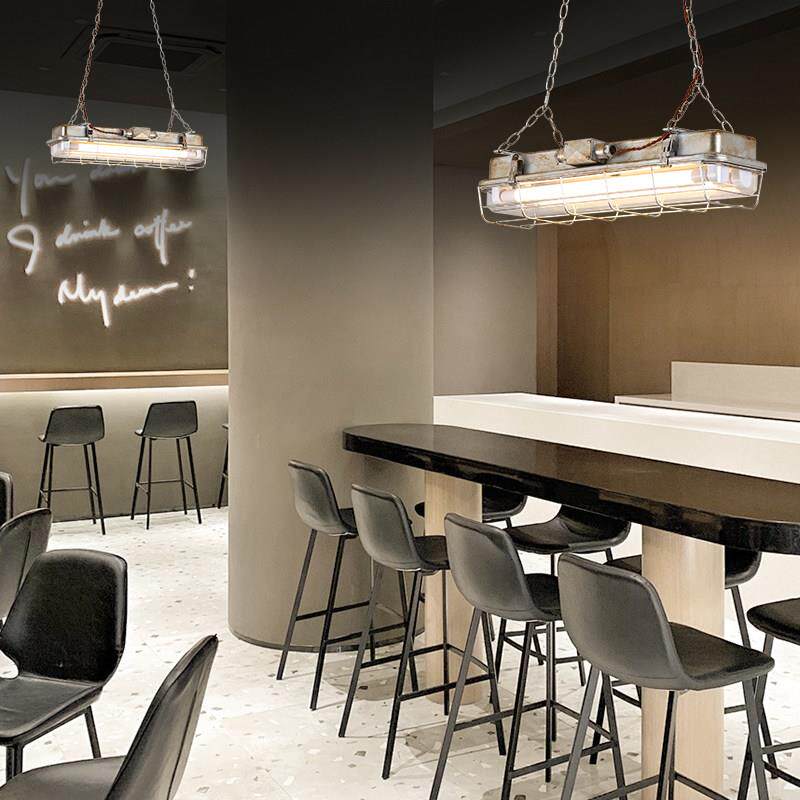 吧台loft工业风覆古餐厅服装店咖啡厅火锅店设计师长条吊灯吸顶灯