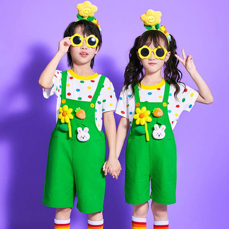 六一儿童表演服装幼儿园兔子胡萝卜花朵舞蹈服小学生抱婴袋裤演出