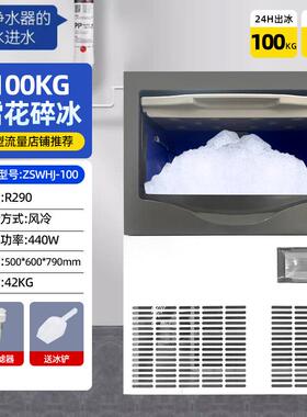 雪花制冰机制冰碎冰一体机商用全自动碎冰机颗粒机三文鱼刺身冰盘