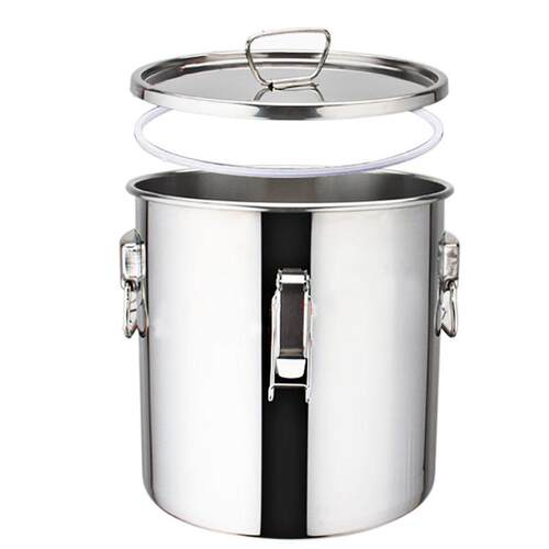 新款201不锈钢保温盖蜂蜜桶 25kg平盖蜂蜜容器20L 农用工具蜜桶
