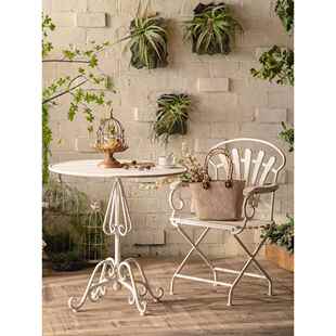 法式下午茶桌椅组合覆古做旧花园户外庭院铁艺阳台网红小圆桌椅子