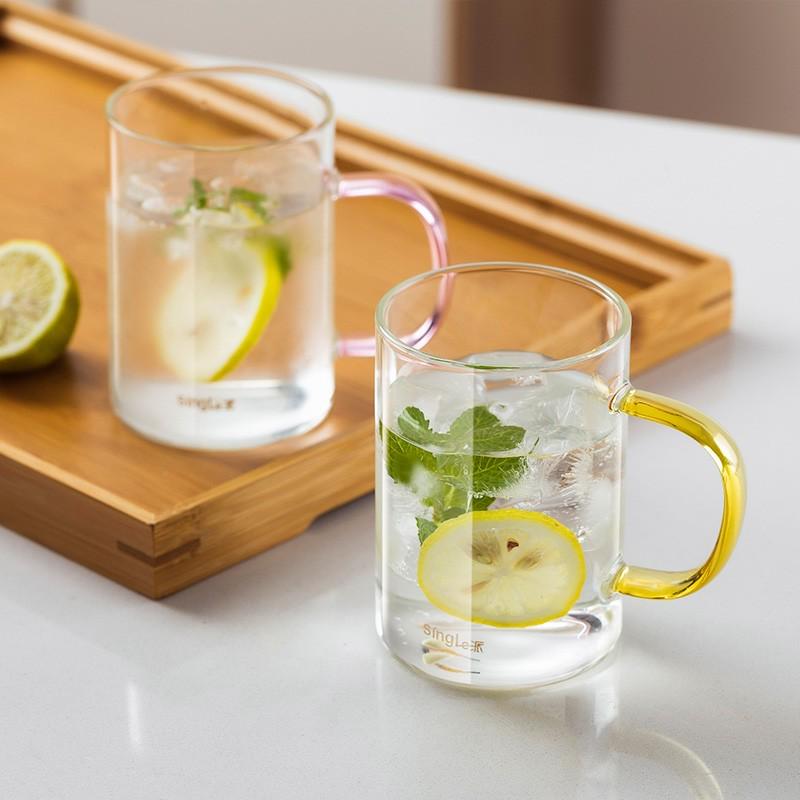 家用水杯玻璃杯带把手耐热杯子玻璃水杯泡茶杯客厅喝水杯杯具马小